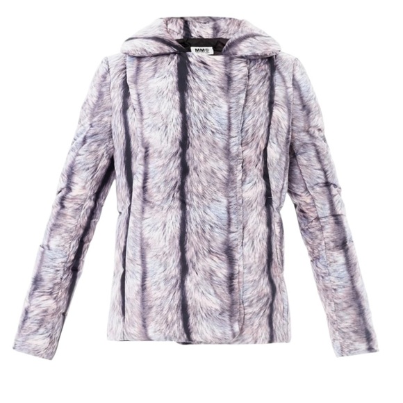 MM6 MAISON MARTIN MARGIELA Silver Fox Fur Print Puffer Jacket in Sz 38 - Picture 2 of 8